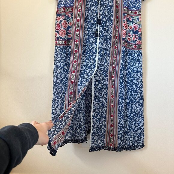 Johnny Was V Neck Tassel Ocia Slip Dress Multi Womens Size M Pockets Embroidered - Picture 10 of 11